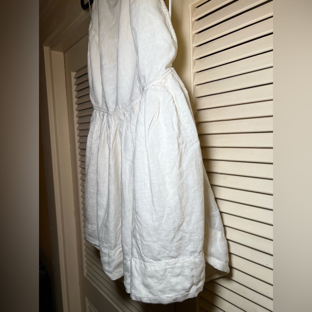 Free People Linen Blend Pinafore Mini Dress Tunic Backless Halter, size large - Picture 7 of 14